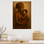 moederlijke omhelzing | Afrikaanse moeder en kind Poster (Keuken)