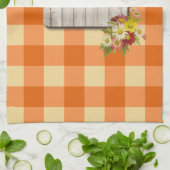 Moedernaam van het plattelands-monogram oranje gin theedoek (Gevouwen)