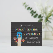 Moederonderwijzer Conference Blue Owl Briefkaart (Staand voorkant)