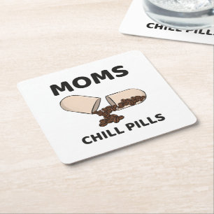 Moeders Chill Pillen Koffieboon Capsule Vierkante Kartonnen Onderzetter