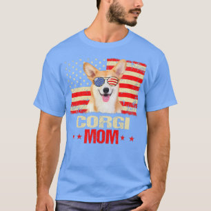 Moeders Corgi-moeder Usa-vlag Hondliefhebber Moede T-shirt