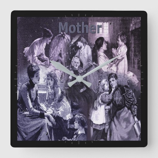  moeders en kinderen Collage Moederdag Vierkante Klok (Voorkant)