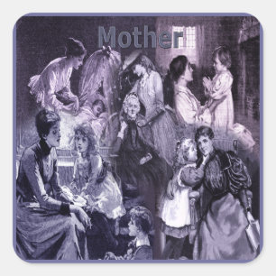 moeders en kinderen Collage Vierkante Sticker
