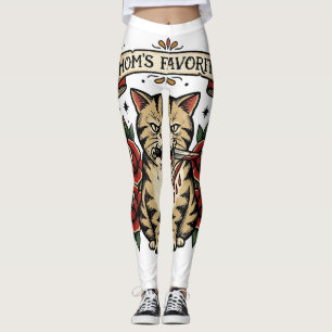 Moeders Favoriete Kat Dolk Roos Traditionele Tatto Leggings