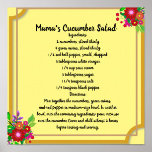 Moeder's Komkommer Salade Recept Poster Herinnerin