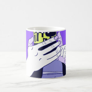 Moeder's Mobile Hands Violet Avocado White Koffiemok