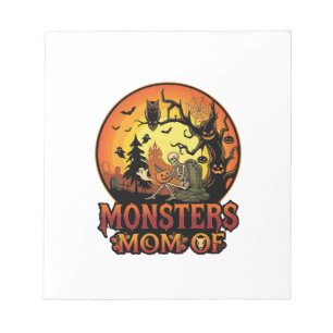 Moeders Monsters Halloween Skelet Pompoen Uil Grie Notitieblok