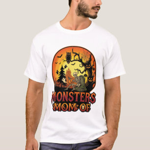 Moeders Monsters Halloween Skelet Pompoen Uil Grie T-shirt
