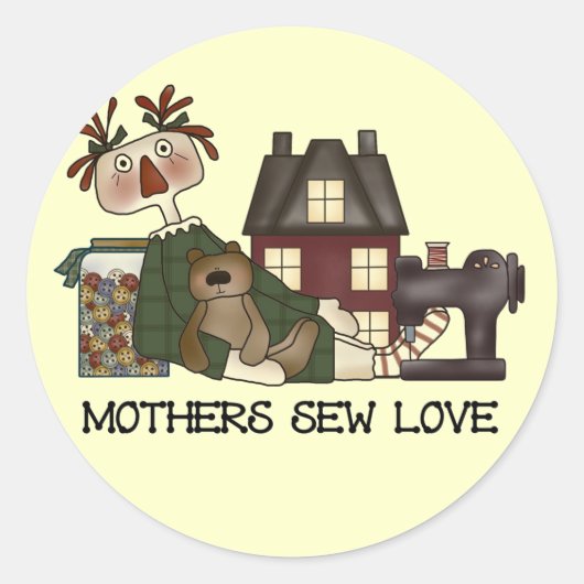 Moeders naaien liefde T shirten en geschenken Ronde Sticker (Voorkant)