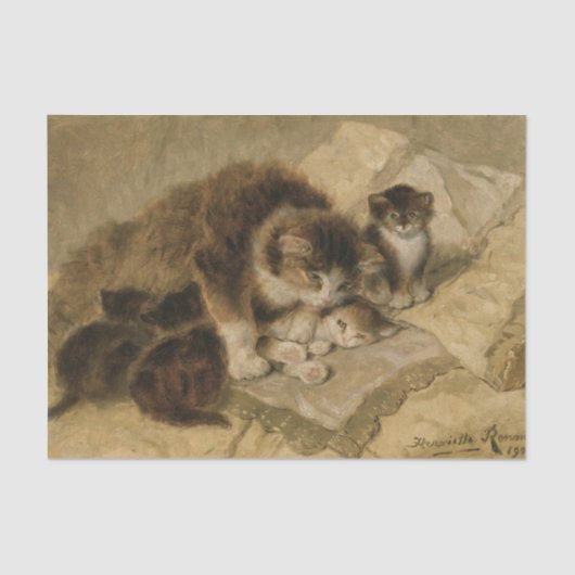 Moeder's Pride van Henriette Ronner-Knip Tissuepapier (Voorkant)