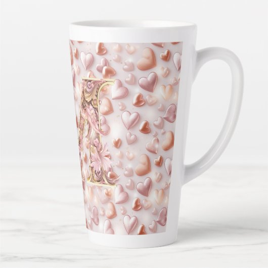 Moeders Roze Gouden Harten Keramische Grote Latte  Latte Mok (Rechts)