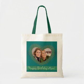 Moeder's verjaardag versierd hart foto lijst tasse tote bag