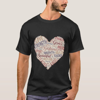 Moeder's Woordwolk Hart Liefde Kracht Vriendelijkh T-shirt