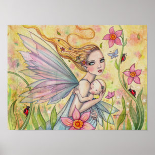Moederschap Fee en Baby Fantasie Kunst Illustratie Poster