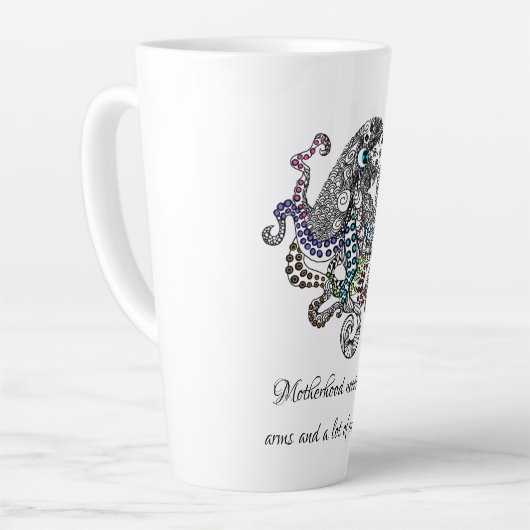 Moederschap heeft acht wapenartsy octopus-kaart no latte mok (Linkerhoek)