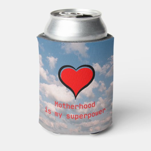 Moederschap is Mijn Superpower op een Blikjeskoeler (Blikje Achterkant)