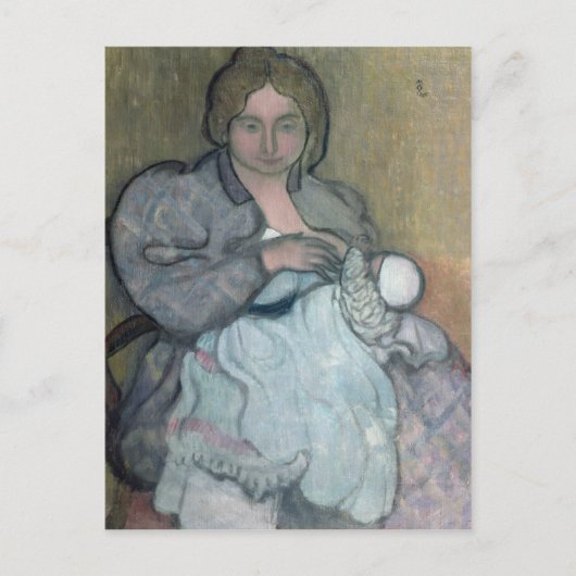 Moederschap met een Witte Dress Briefkaart (Voorkant)