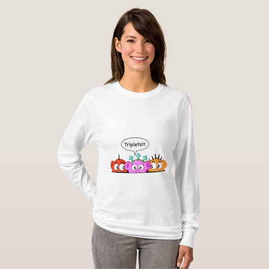 Moederschapsontwerp - Triplets! T-shirt (Voorkant volledig)