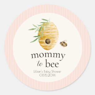 Moedertje Bij Roze Roze Honing Bij Baby Shower Ronde Sticker