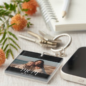 MoederVastgesteldeZwart Wit Script Foto Sleutelhanger (Voorkant Rechts)