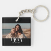MoederVastgesteldeZwart Wit Script Foto Sleutelhanger (Achterkant)