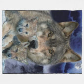 MOEDERWOLF EN 2 CUBS FLEECE DEKEN (Voorkant (Horizontaal))