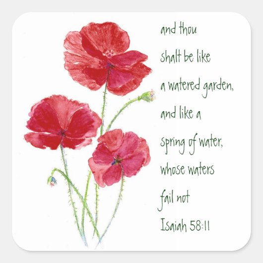 Moedig de Promise Scripting Isaiah Poppy Garden aa Vierkante Sticker (Voorkant)