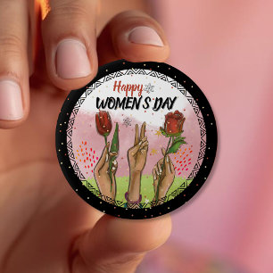 Moedig & Empowerend: Moderne VROUWENDAG Verklaring Ronde Button 4,0 Cm