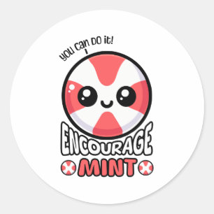 Moedig Mint aan! Schattige Snoep Mint Pun Cartoon Ronde Sticker