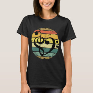 Moedig Muzikaal Hart Over Retro Zonsondergang Kleu T-shirt