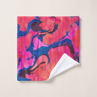 Moedige 1 Rood Blauw Ebru Stijl Abstracte Badhandd Bad Handdoek