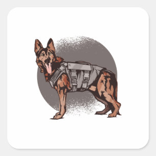 Moedige Duitse Herdershond Politiehond Vierkante Sticker
