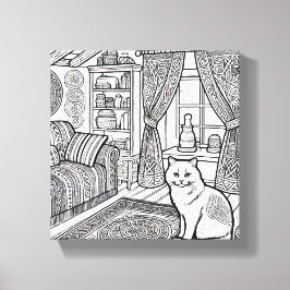 Moedige en gemakkelijke kat #15 canvas afdruk