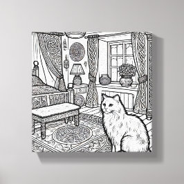 Moedige en gemakkelijke kat #17 canvas afdruk