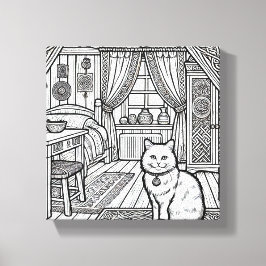 Moedige en gemakkelijke kat #19 canvas afdruk