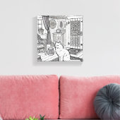 Moedige en gemakkelijke kat #22 canvas afdruk (Insitu (Woonkamer))
