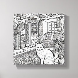 Moedige en gemakkelijke kat #3 canvas afdruk