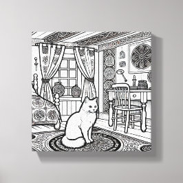 Moedige en gemakkelijke kat #43 canvas afdruk