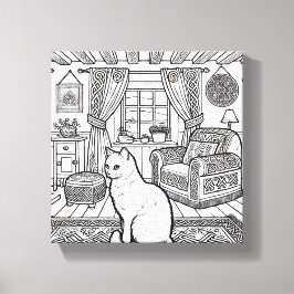 Moedige en gemakkelijke kat #46 canvas afdruk