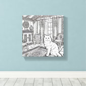 Moedige en gemakkelijke kat #4 canvas afdruk (Insitu (Houten vloer))