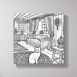 Moedige en gemakkelijke kat #50 canvas afdruk