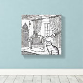 Moedige en gemakkelijke kat #5 canvas afdruk (Insitu (Houten vloer))