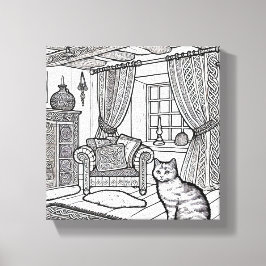 Moedige en gemakkelijke kat #5 canvas afdruk