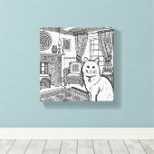 Moedige en gemakkelijke kat #6 canvas afdruk (Insitu (Houten vloer))