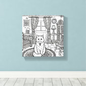 Moedige en gemakkelijke kat #7 canvas afdruk (Insitu (Houten vloer))
