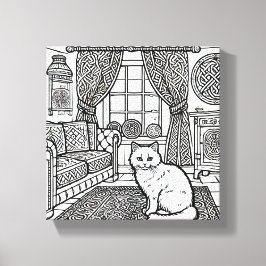 Moedige en gemakkelijke kat #8 canvas afdruk