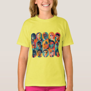Moedige, kleurrijke gezichten die individualiteit t-shirt