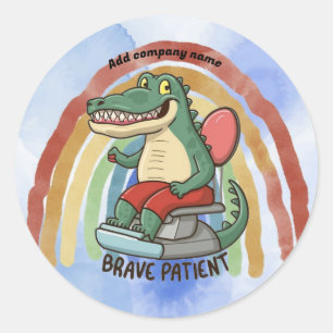 Moedige patiënt Crocodail Tandarts Ronde Sticker