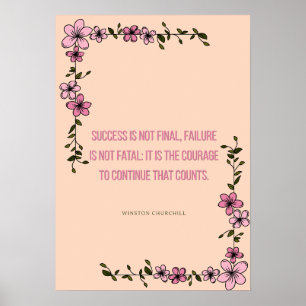 Moedige Quote Print – Elegante Bloem Motivatie