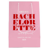 Moedige Roze & Rode Bachelorette-weekend Medium Cadeauzakje (Achterkant)